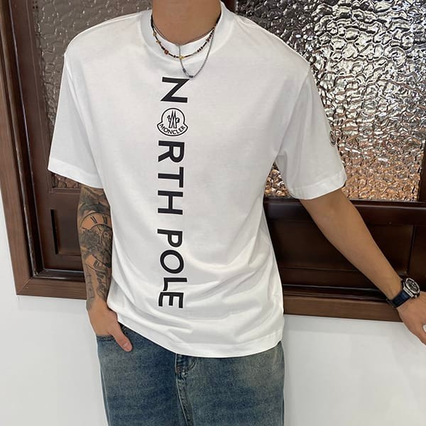 お洒落モンクレール ウォーターペイント ロゴ ダブルエッジ Tシャツ フェイク 2色 mop85389